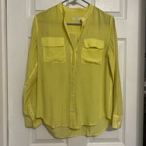 Equipment Femme Yellow Silk Button Front Blouse Small